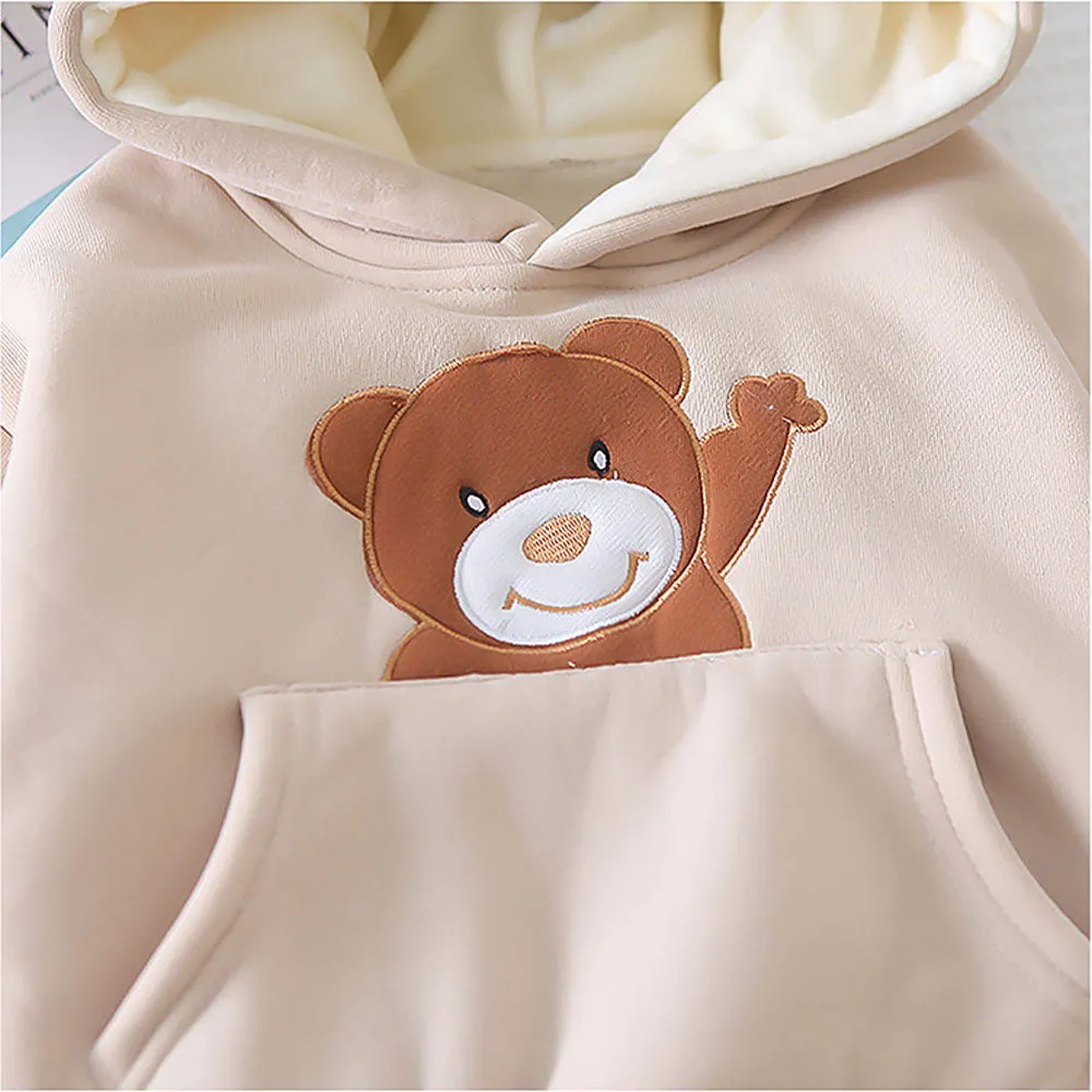 Light Brown Puffer Jacket And Matching Track Suit 3 Pcs Winterwear Set For Toddlers And Kids