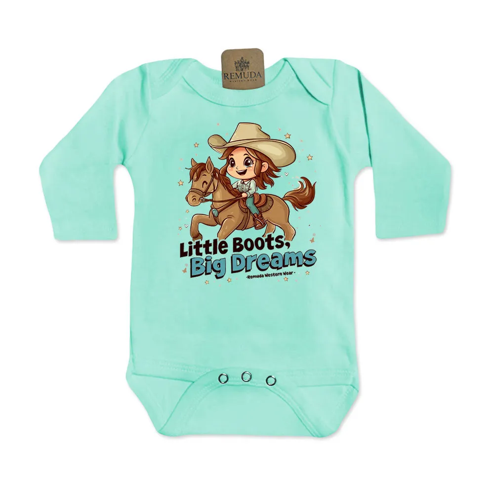 Little Boots, Big Dreams - Infant Girls One Piece Romper