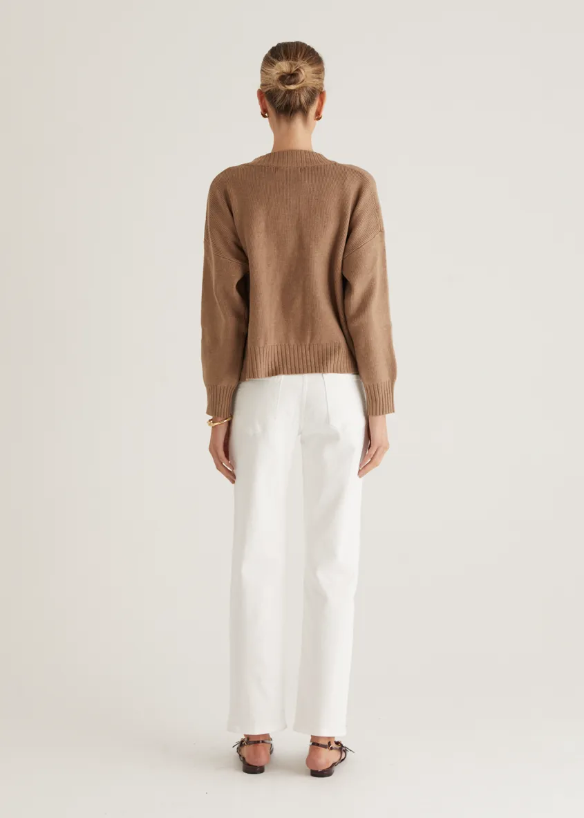 Lizzie Knit Bomber - Oatmeal