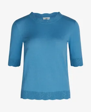 LOUISANN SHORT SLEEVE PULLOVER WITH POINTELLE