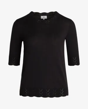 LOUISANN SHORT SLEEVE PULLOVER WITH POINTELLE