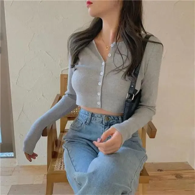 Luxury Style O-neck Short Knitted Sweaters Women Thin Cardigan Fashionable Sleeve Sun Protection Crop Top