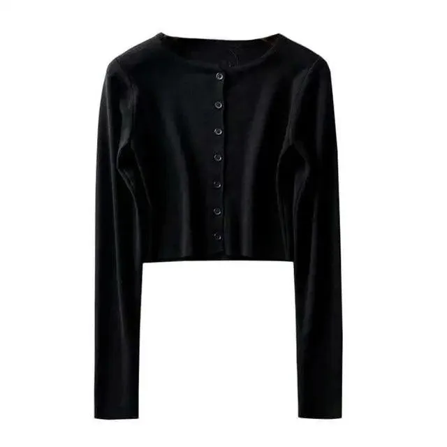 Luxury Style O-neck Short Knitted Sweaters Women Thin Cardigan Fashionable Sleeve Sun Protection Crop Top