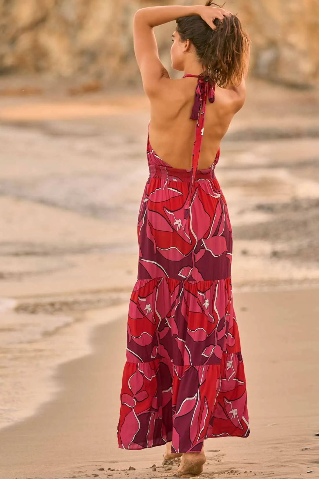 Maaji Red Foliage Dreamy Long Dress