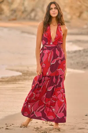 Maaji Red Foliage Dreamy Long Dress
