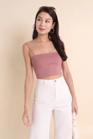 MADEBYNM ZONA SPAG TOP IN MAUVE PINK
