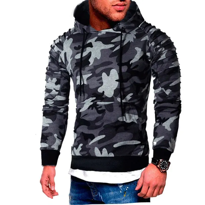 Men's Coregated Sleeve Pullover Hoodie