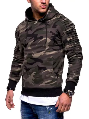 Men's Coregated Sleeve Pullover Hoodie