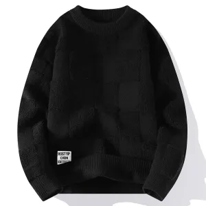 Mens  Thick Fluffy Casual Crewneck Sweaters
