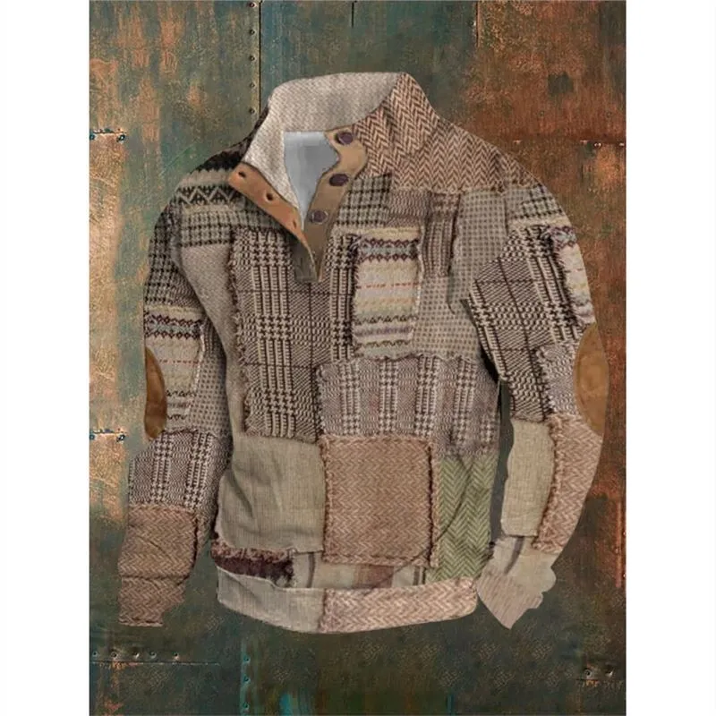 Men's Winter 6-Button Henry Collar Long-sleeved Sweater