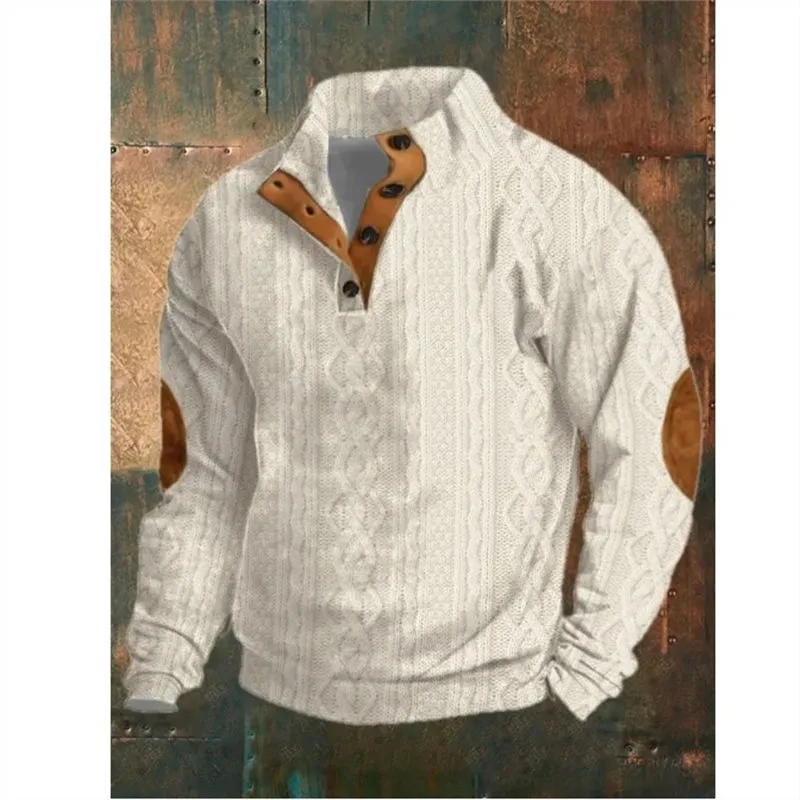 Men's Winter 6-Button Henry Collar Long-sleeved Sweater