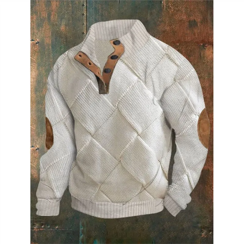 Men's Winter 6-Button Henry Collar Long-sleeved Sweater