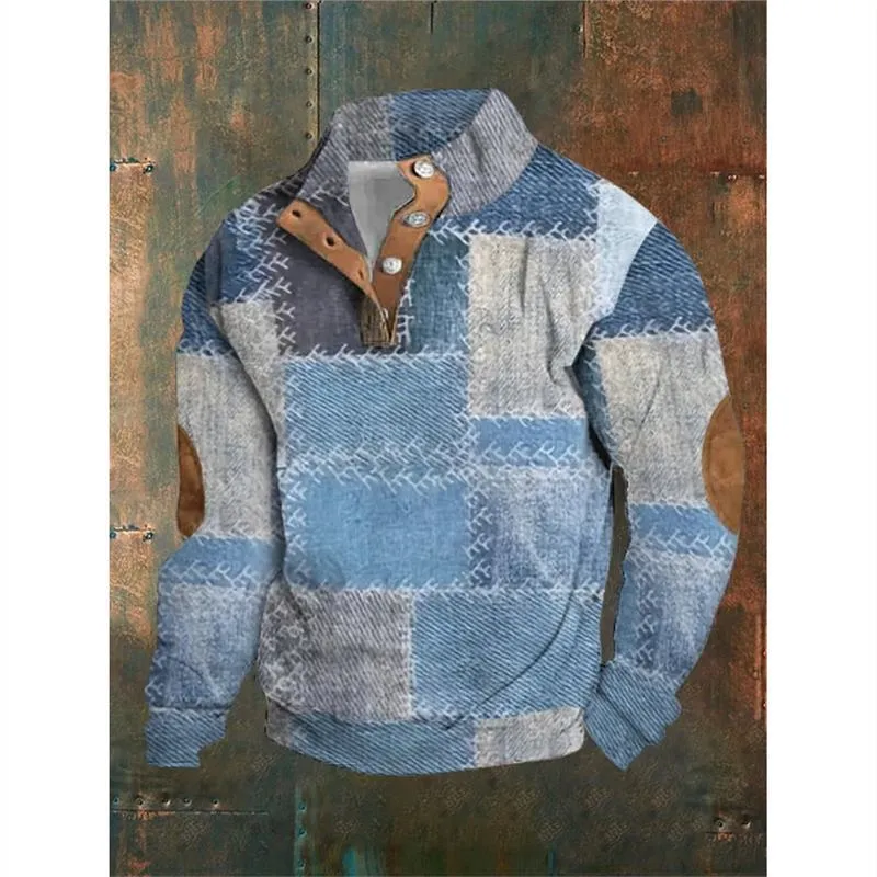 Men's Winter 6-Button Henry Collar Long-sleeved Sweater