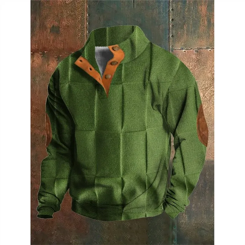 Men's Winter 6-Button Henry Collar Long-sleeved Sweater