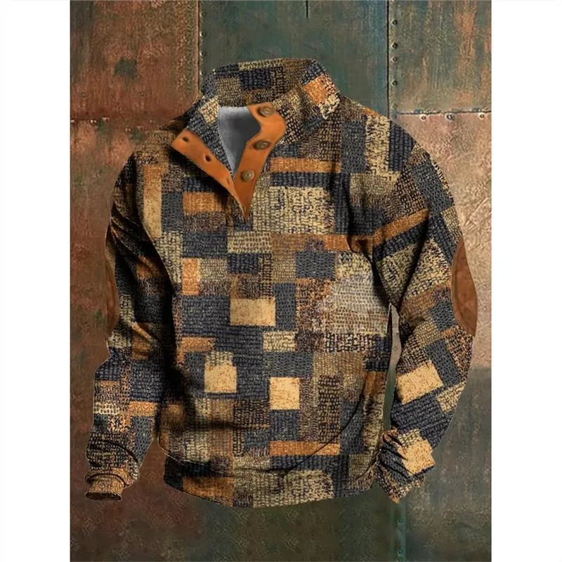 Men's Winter 6-Button Henry Collar Long-sleeved Sweater
