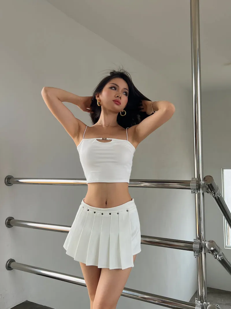 Mia Solid Color Irregular Shape High Waist Pleated Mini Skirt