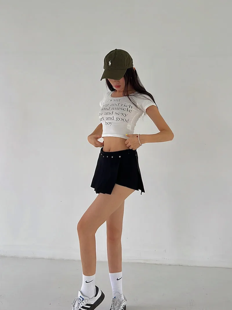 Mia Solid Color Irregular Shape High Waist Pleated Mini Skirt