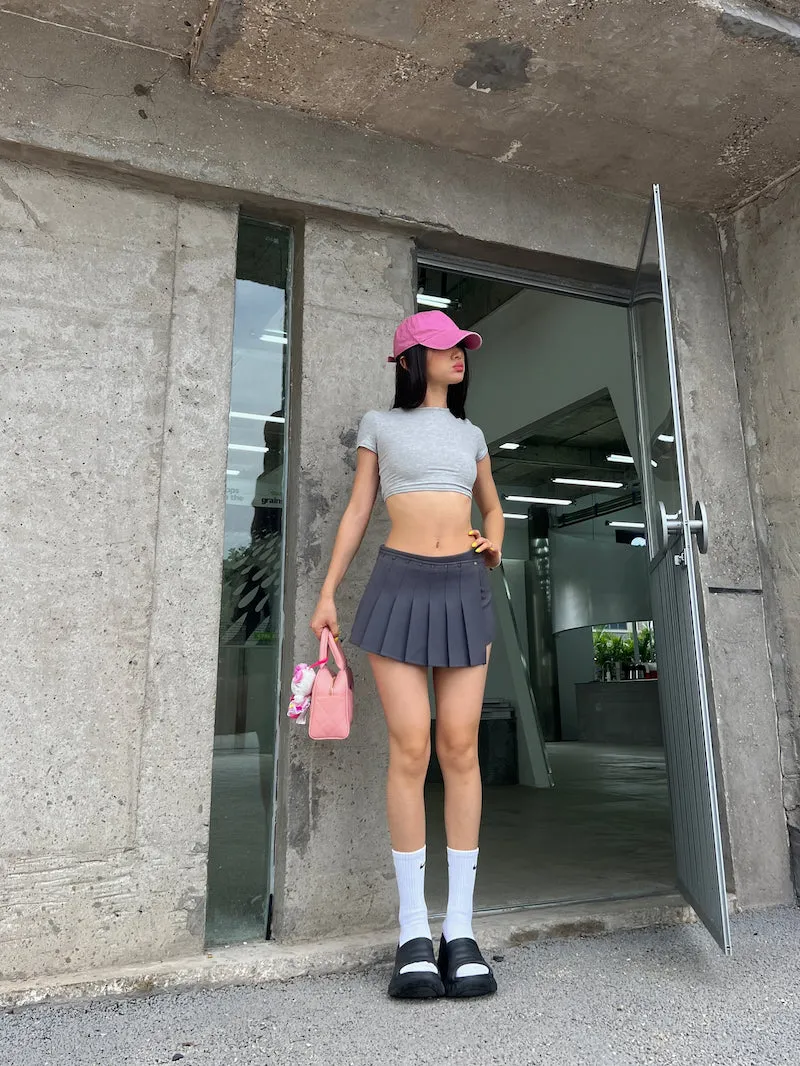Mia Solid Color Irregular Shape High Waist Pleated Mini Skirt