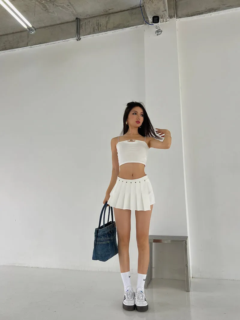 Mia Solid Color Irregular Shape High Waist Pleated Mini Skirt