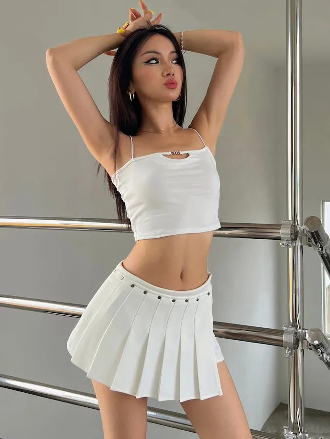Mia Solid Color Irregular Shape High Waist Pleated Mini Skirt