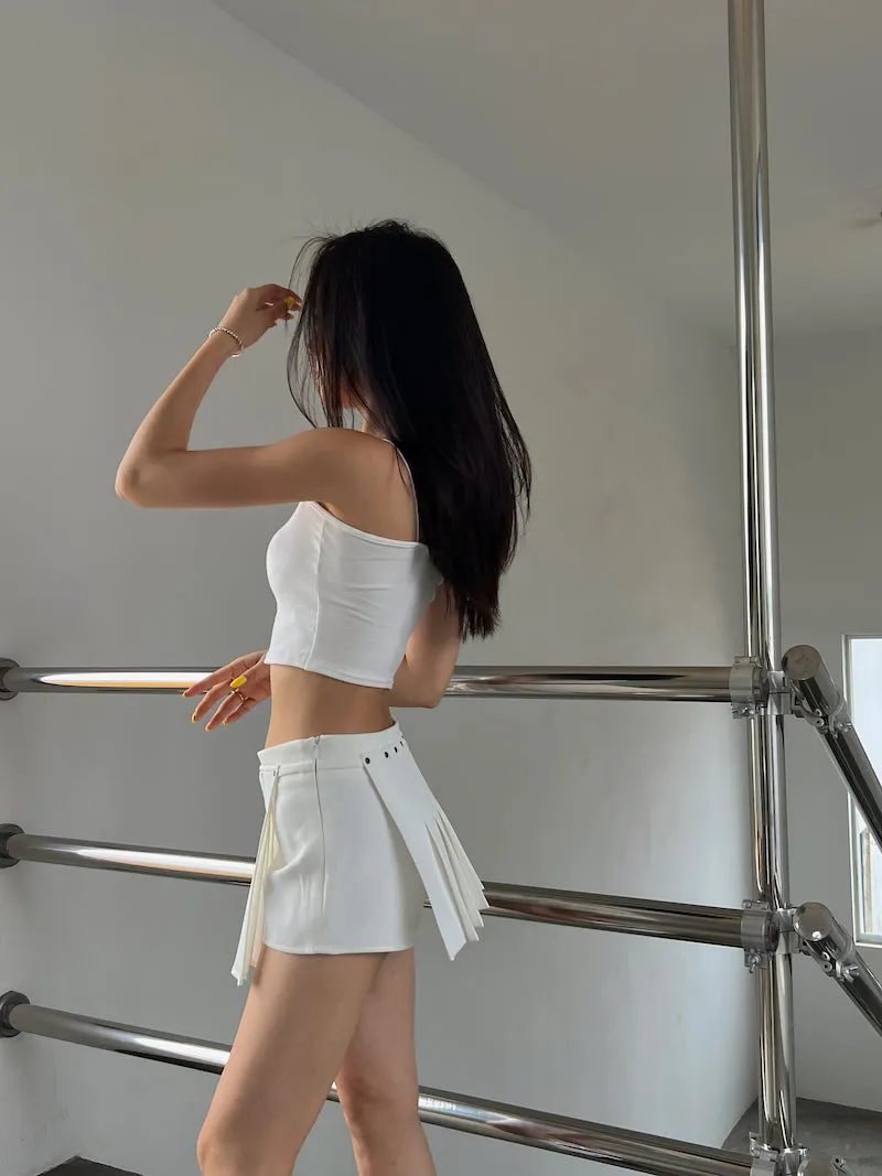 Mia Solid Color Irregular Shape High Waist Pleated Mini Skirt