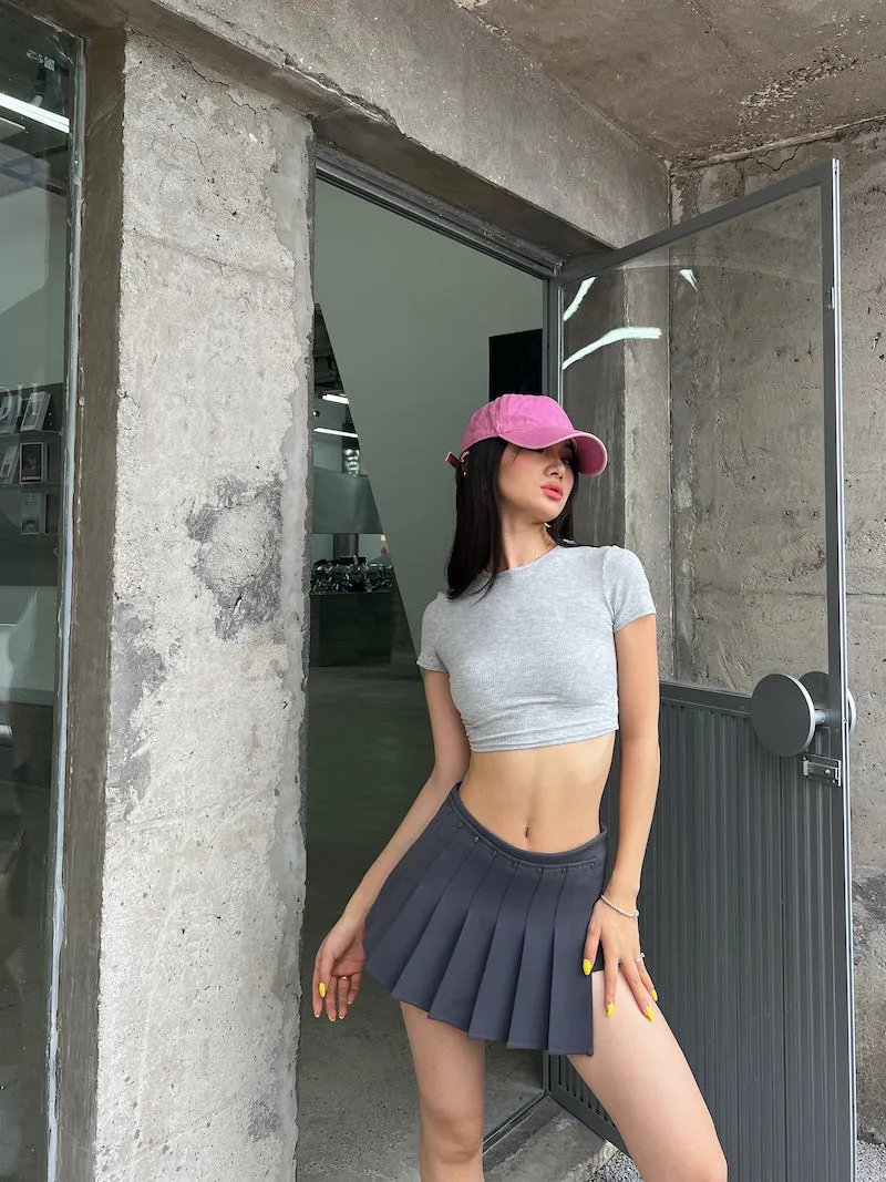 Mia Solid Color Irregular Shape High Waist Pleated Mini Skirt