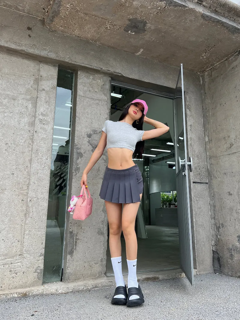 Mia Solid Color Irregular Shape High Waist Pleated Mini Skirt
