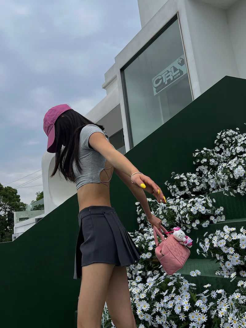 Mia Solid Color Irregular Shape High Waist Pleated Mini Skirt