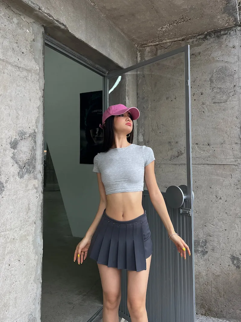 Mia Solid Color Irregular Shape High Waist Pleated Mini Skirt