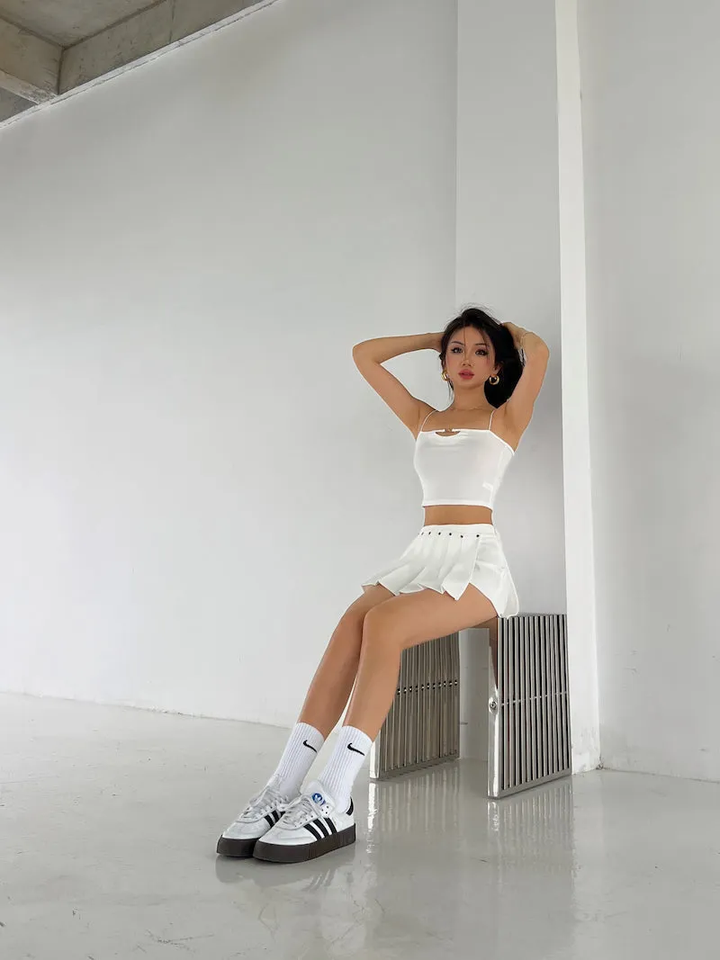 Mia Solid Color Irregular Shape High Waist Pleated Mini Skirt