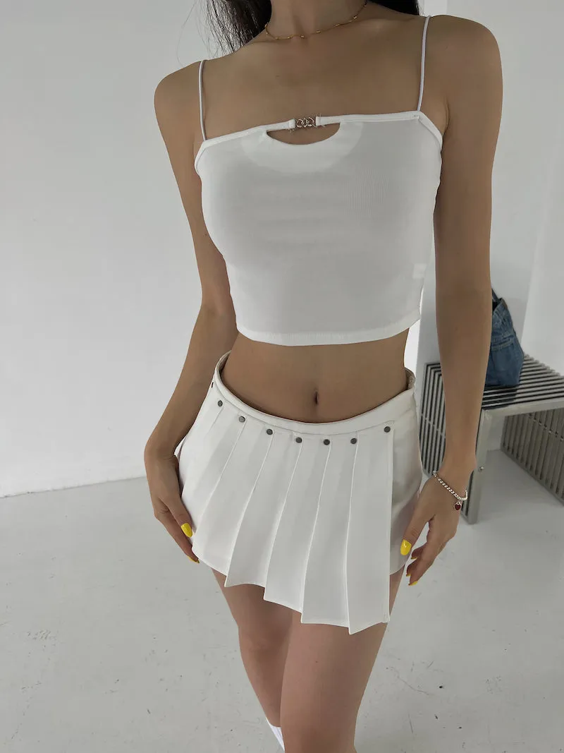 Mia Solid Color Irregular Shape High Waist Pleated Mini Skirt