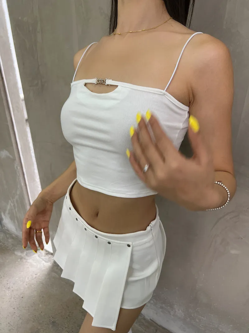 Mia Solid Color Irregular Shape High Waist Pleated Mini Skirt