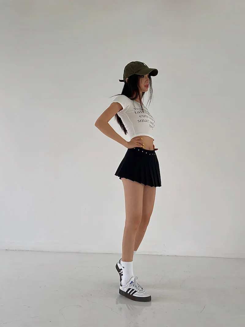 Mia Solid Color Irregular Shape High Waist Pleated Mini Skirt