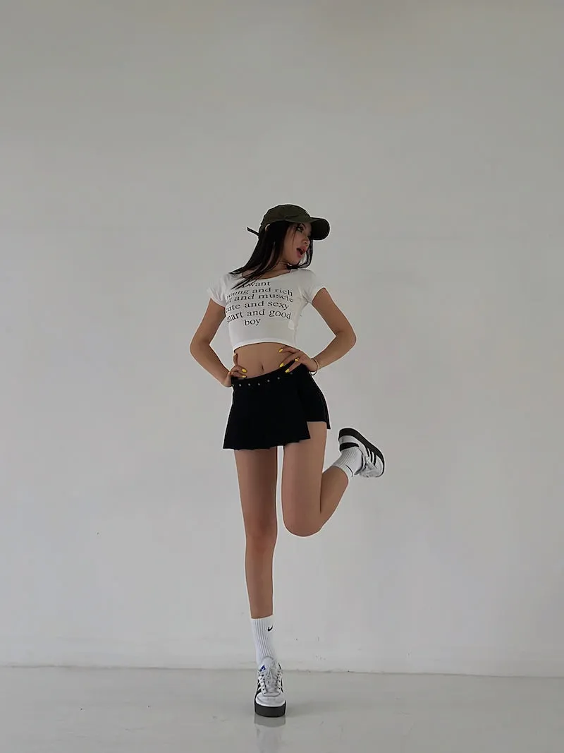 Mia Solid Color Irregular Shape High Waist Pleated Mini Skirt