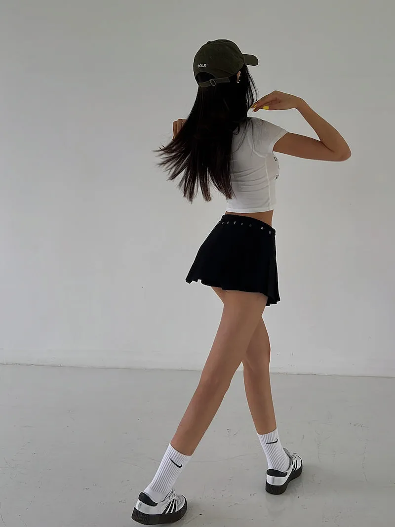 Mia Solid Color Irregular Shape High Waist Pleated Mini Skirt