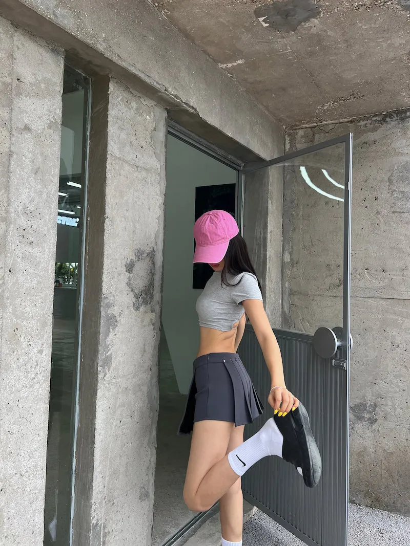 Mia Solid Color Irregular Shape High Waist Pleated Mini Skirt