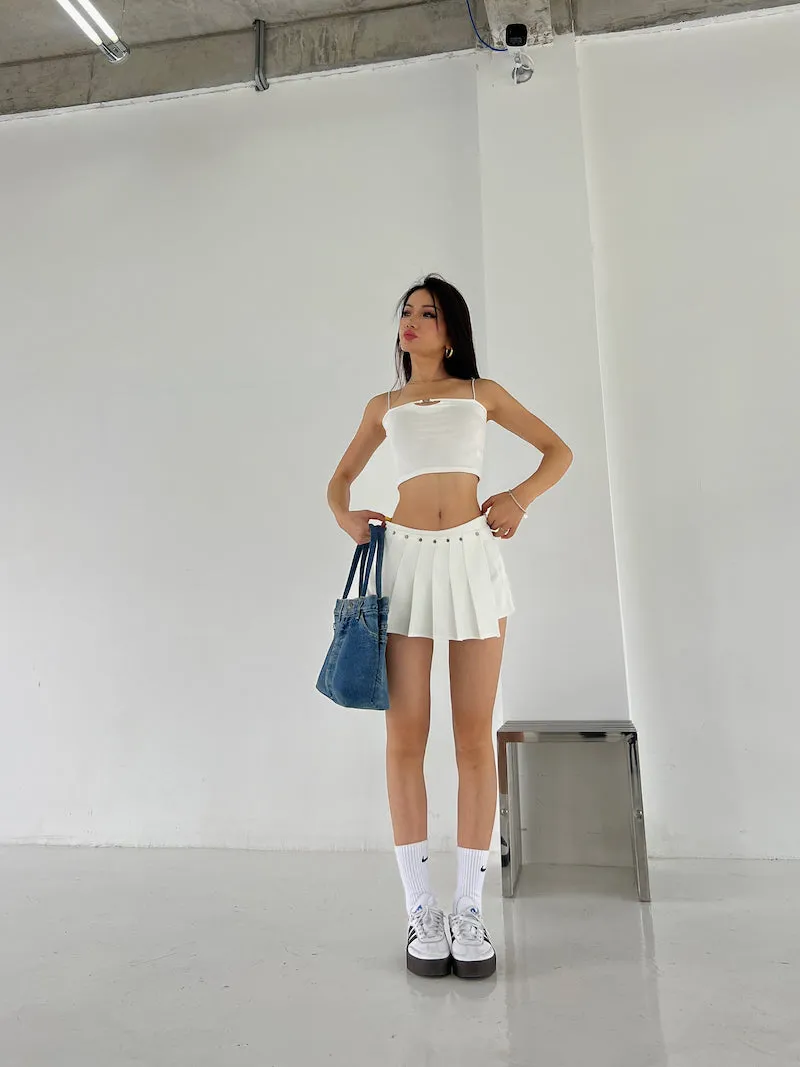 Mia Solid Color Irregular Shape High Waist Pleated Mini Skirt