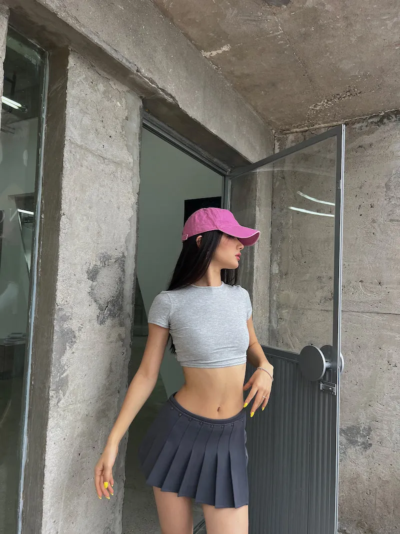 Mia Solid Color Irregular Shape High Waist Pleated Mini Skirt