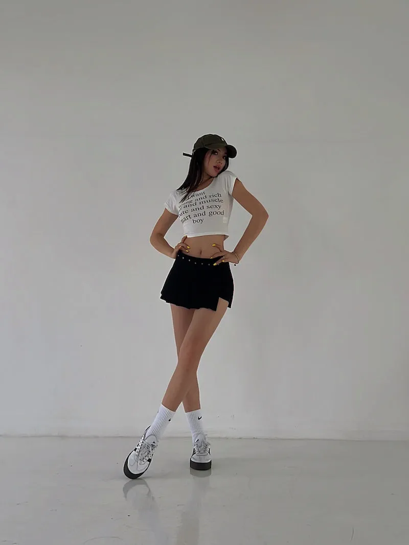 Mia Solid Color Irregular Shape High Waist Pleated Mini Skirt