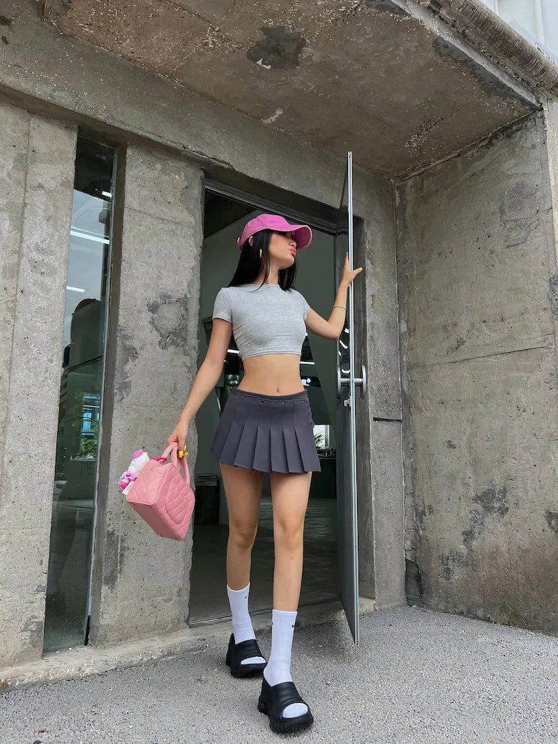Mia Solid Color Irregular Shape High Waist Pleated Mini Skirt