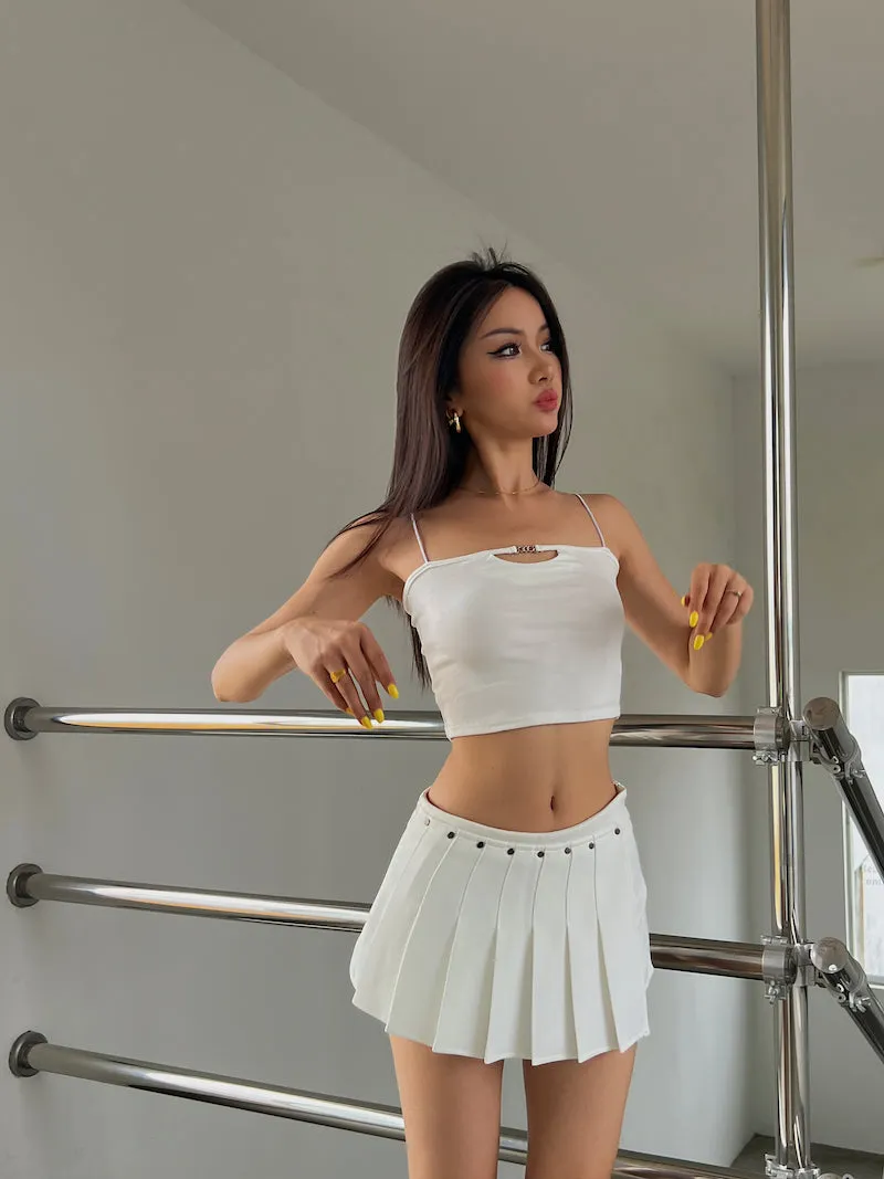 Mia Solid Color Irregular Shape High Waist Pleated Mini Skirt