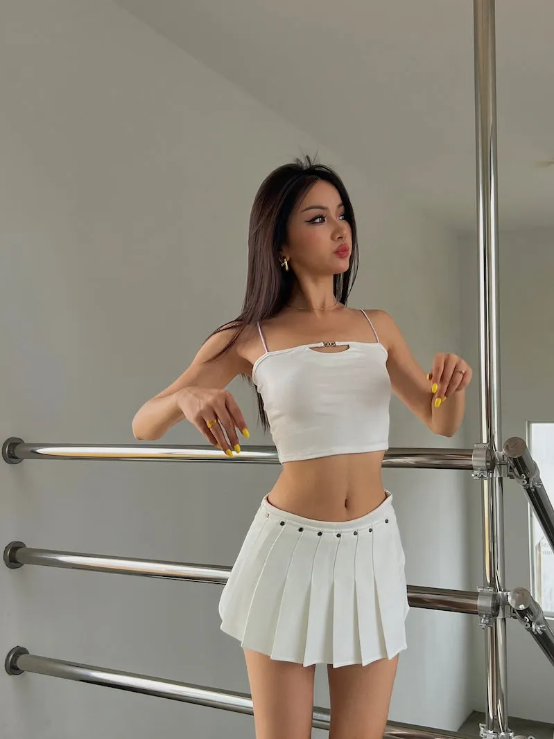 Mia Solid Color Irregular Shape High Waist Pleated Mini Skirt