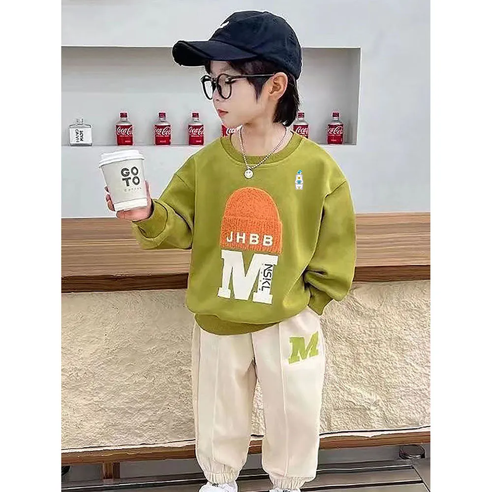Mint Green 3D Cap Design 2 Pcs Track Suit Set For Toddlers And Kids