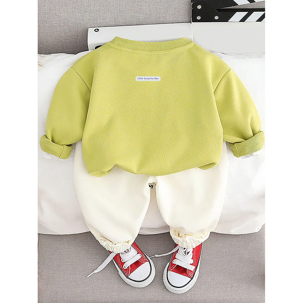 Mint Green 3D Cap Design 2 Pcs Track Suit Set For Toddlers And Kids