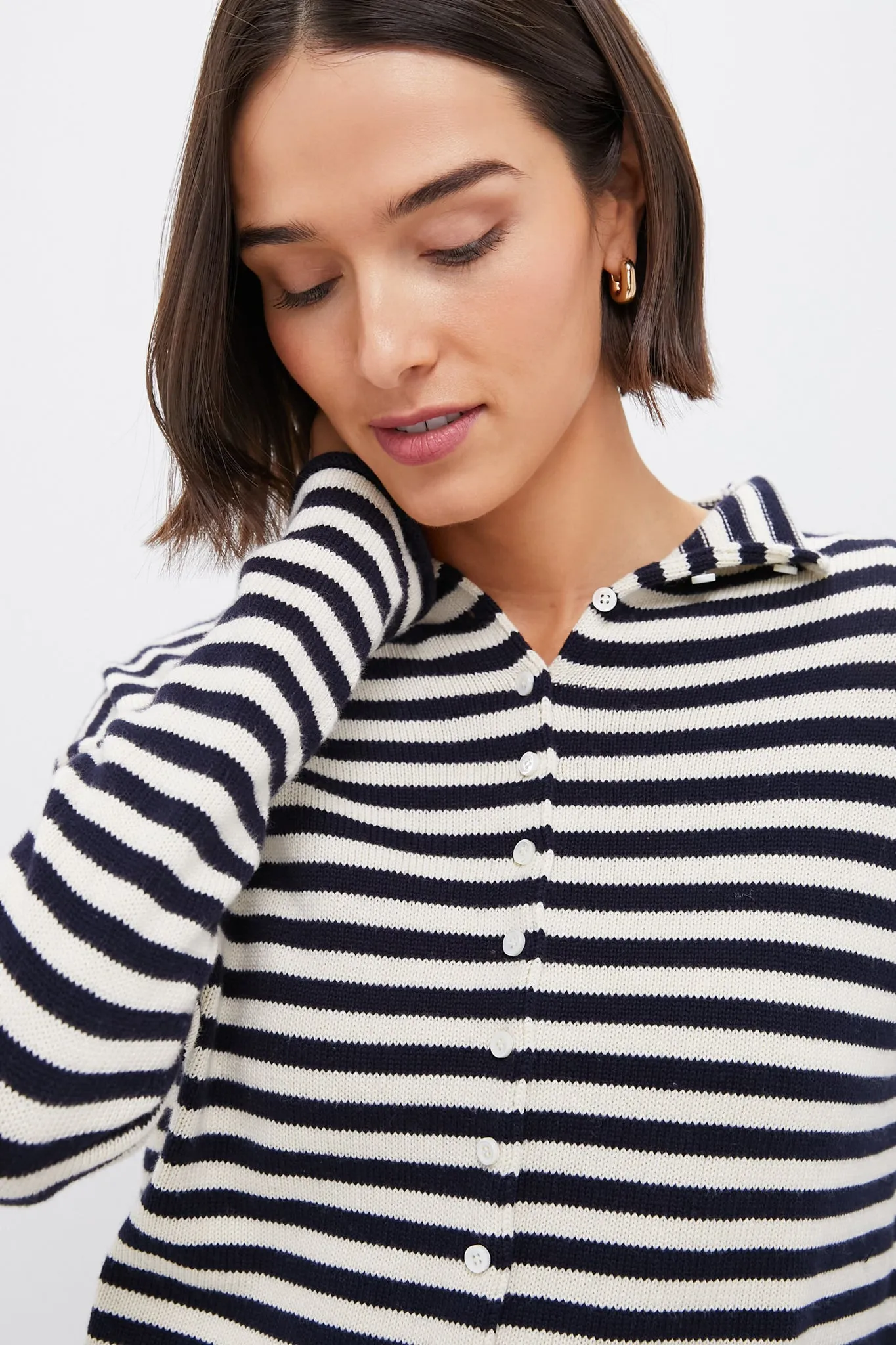 Navy and Ivory Stripe Taylor Cardigan