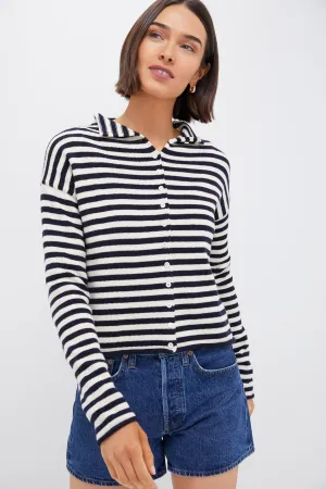 Navy and Ivory Stripe Taylor Cardigan