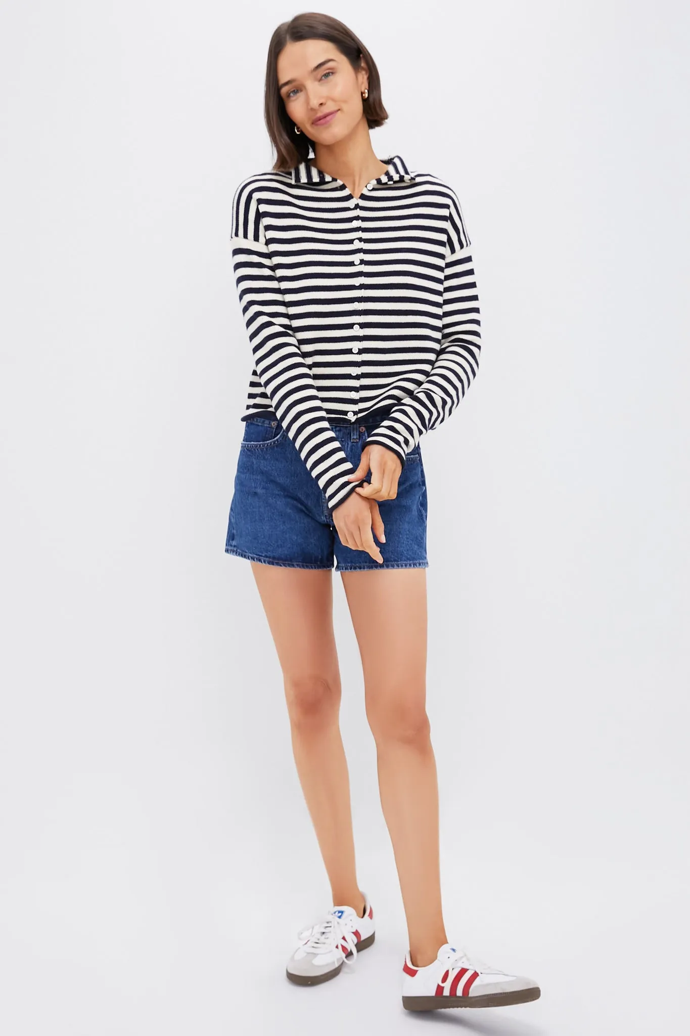 Navy and Ivory Stripe Taylor Cardigan