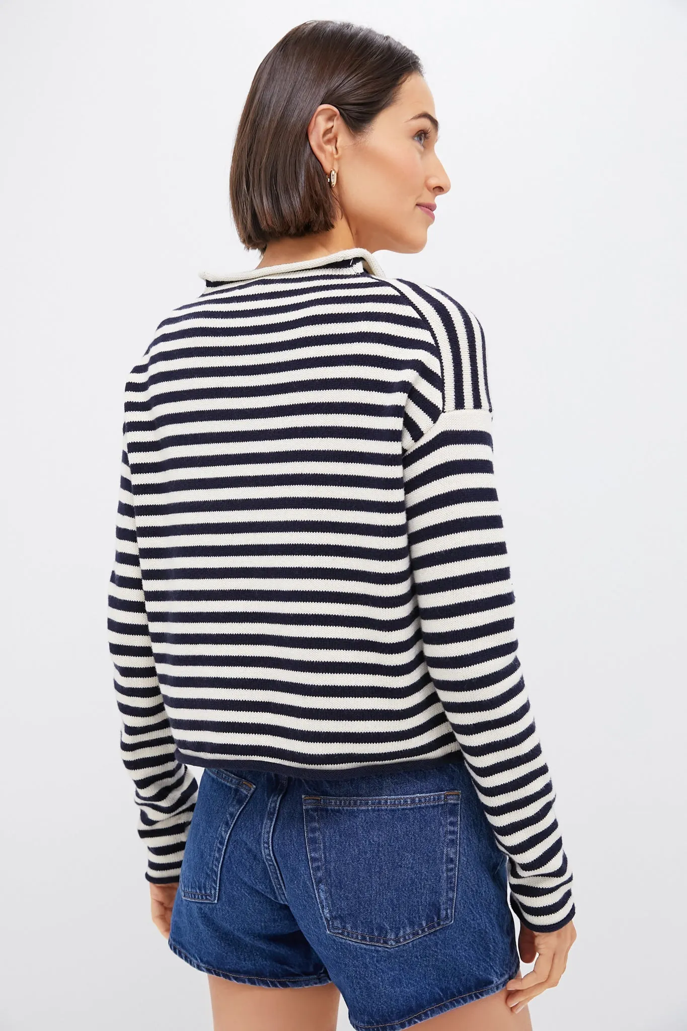 Navy and Ivory Stripe Taylor Cardigan