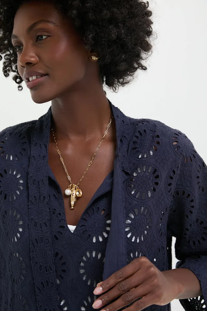 Navy Eyelet Marseille Coverup