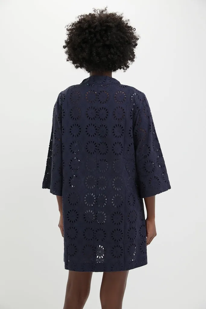 Navy Eyelet Marseille Coverup